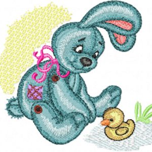 Bunny with Small Duck  embroidery design