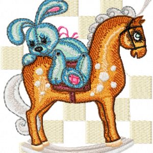Old Toys Bunny Riding a Horse embroidery design