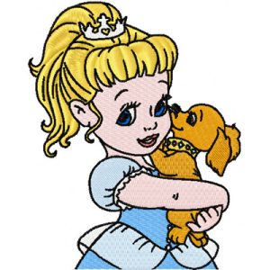 Little Princess with small dog  embroidery design