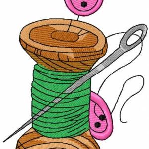 Thread bobbin and needle embroidery design
