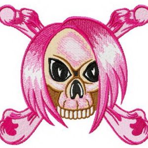 Emo's skull with crossed bones embroidery design
