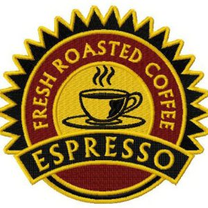 Espresso badge embroidery design