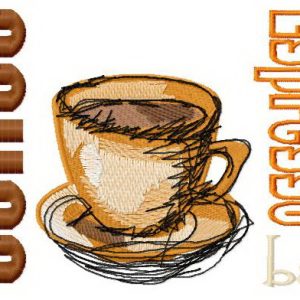 Espresso coffee embroidery design