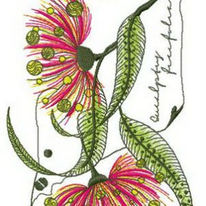 Eucalyptus flowering tree branch embroidery design