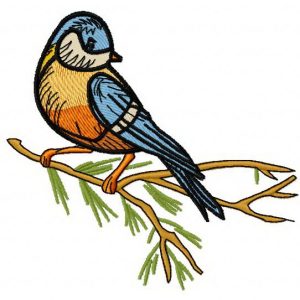 Eurasian blue tit embroidery design