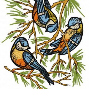 Eurasian blue tits 2 embroidery design
