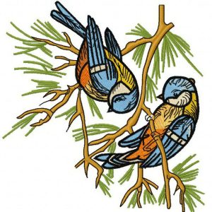 Eurasian blue tits 3 embroidery design