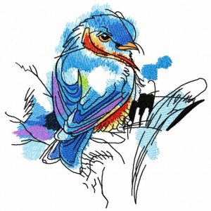 European goldfinch embroidery design