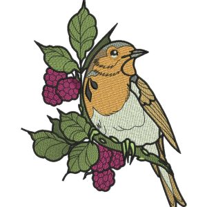 European robin embroidery design