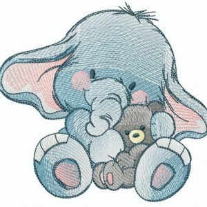 Even elephants love teddy bears embroidery design