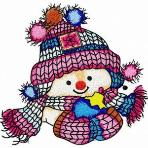 Even snowman likes knitted hats embroidery design