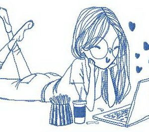 Evening in front of notebook embroidery design