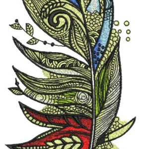 Exotic feather embroidery design