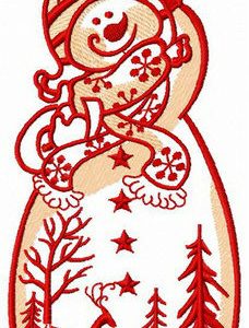 Extravagant snowman's fur coat embroidery design