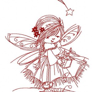 Fairy collecting stars 2 embroidery design