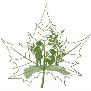 Fairy tale told by maple leaf embroidery design