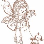 Fairy with dog embroidery design