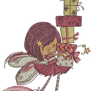 Fairy with gifts embroidery design