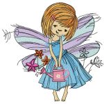 Fairy with watering can embroidery design