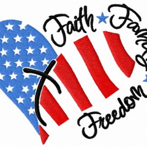 Faith, family, freedom embroidery design