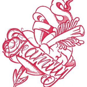 Family one color embroidery design