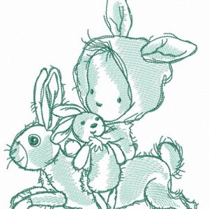 Fan of bunnies embroidery design