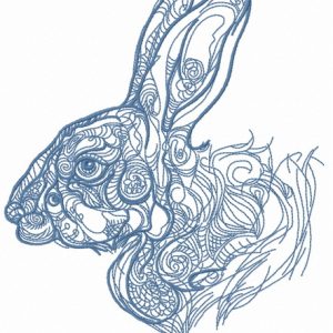 Fancy bunny sketch embroidery design