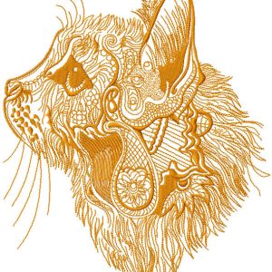 Fancy cat sketch embroidery design