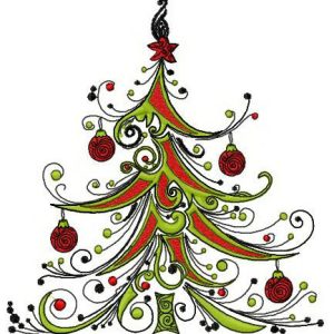 Fancy Christmas tree embroidery design