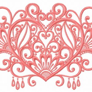 Fancy heart embroidery design