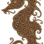 Fancy sea horse embroidery design