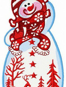 Fancy snowman embroidery design