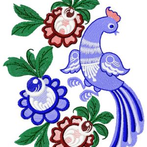 Fantastic bird and flowers embroidery design