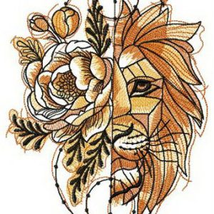 Fantastic lion embroidery design