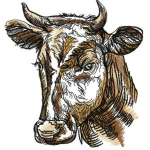 Farm cow embroidery design