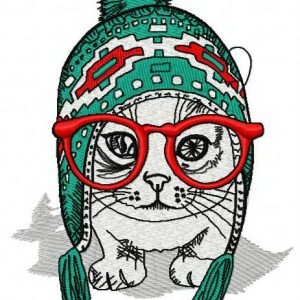 Fashion cat embroidery design