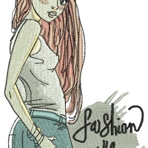 Fashion girl embroidery design