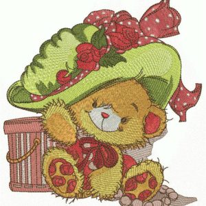 Fashion teddy bear embroidery design