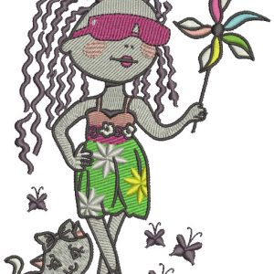 Fashionable girl embroidery design
