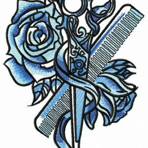 Female hairdresser embroidery design