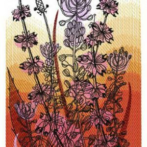 Field and sunset embroidery design