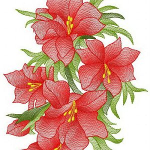 Fiery bouquet embroidery design