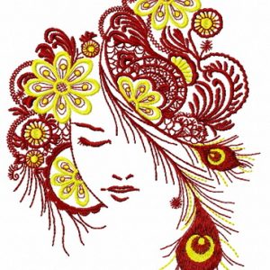 Firebird girl embroidery design
