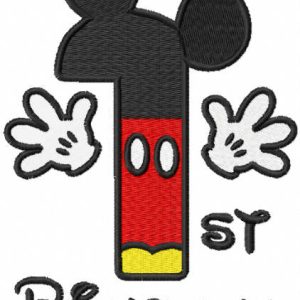 First birthday mickey embroidery design