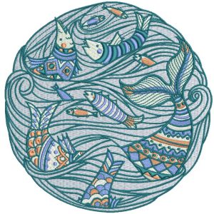 Fish time embroidery design