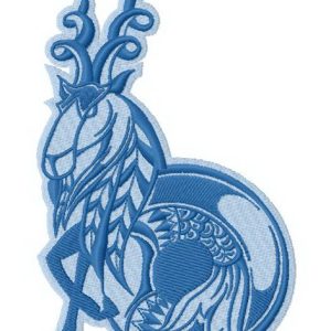 Fish-tailed ram embroidery design