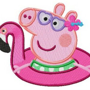 Flamingo swim tube for Peppa Pig embroidery design