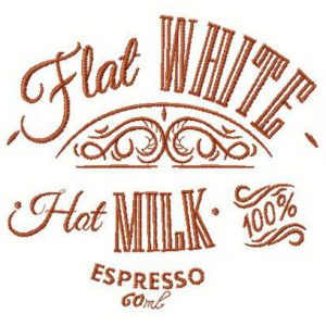 Flat white coffee embroidery design