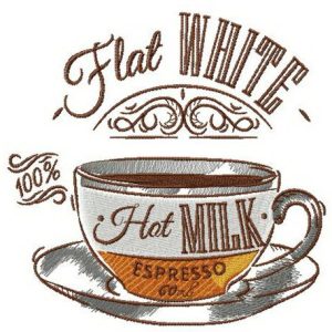 Flat white embroidery design