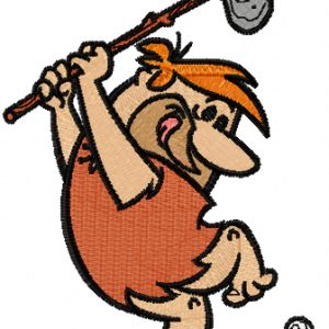 Barney plays golf embroidery design
